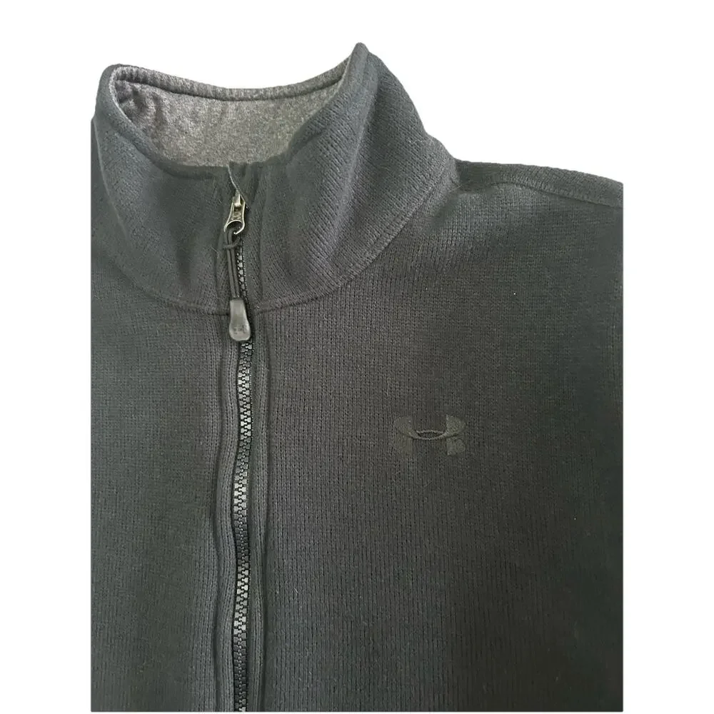 Under Armour Men’s Large Full Zip Knit Storm Jacket Black Size L Zip Up Pockets